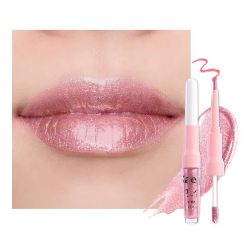 Miniatura 10 de evpct Juego de delineador de labios y lápiz labial metálico rosa claro, para mujeres, de larga duración, impermeable, 24 unidades, color rosa claro