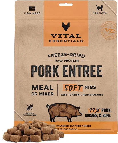 Miniatura 12 de Vital Essentials Comida para Gatos de Carne de Res y Pollo Cruda Liofilizada en Trocitos Suaves - Comida o Mezclador 99% Carne de Res, Pollo