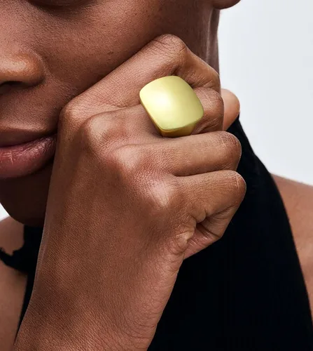 Miniatura 2 de Anillos de oro y plata para mujer, anillos gruesos chapados en oro, anillos cuadrados de metal ancho, joyería de disfraz de cóctel
