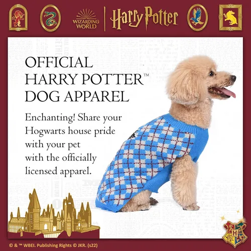 Miniatura 3 de Harry Potter Ravenclaw Suéter para perro, ropa exterior para mascotas, ropa y accesorios para perros con licencia oficial para casas de Hogwarts