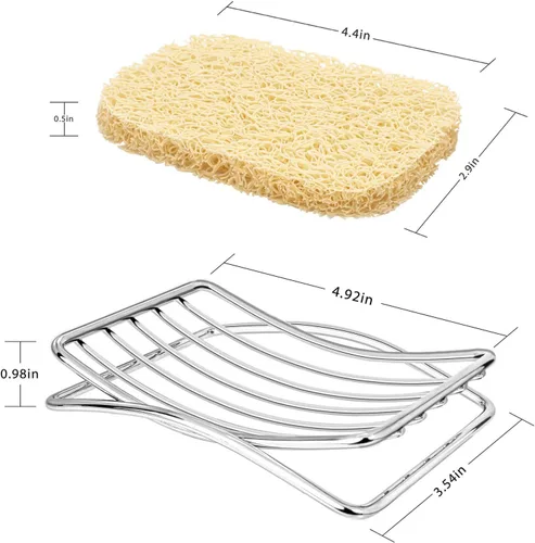 Miniatura 8 de Jabonera GUUKAR de Acero Inoxidable para Barra de Jabón en Ducha y Baño, Jabonera Autodrenante con Soporte para Esponja para Fregadero de Cocina