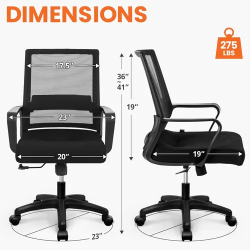 Miniatura 2 de NEO CHAIR Silla de escritorio de oficina para videojuegos, silla ergonómica de malla con respaldo medio con ruedas rodantes, soporte lumbar, cómoda