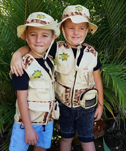 Miniatura 2 de Safari Kidz - Kit de explorador al aire libre, juego de chaleco y sombrero de camuflaje bronceado, aventuras de la naturaleza en el patio trasero