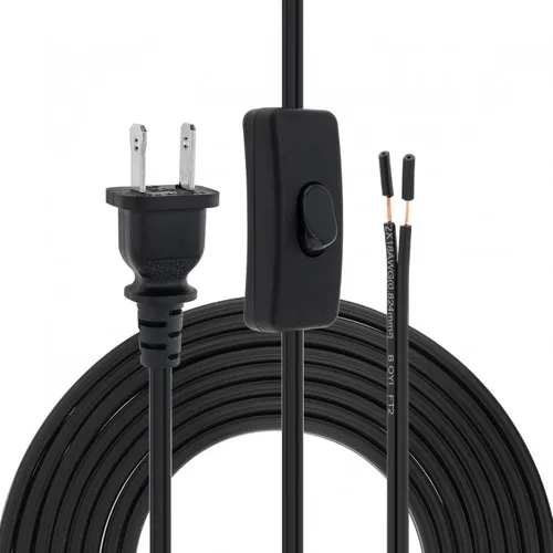 Miniatura 12 de RTNLIT Cable de lámpara de 6 pies con interruptor de botón de encendido/apagado y enchufe polarizado, extremos pelados listos para cableado, cable