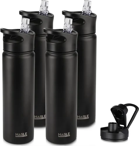 Miniatura 37 de HASLE OUTFITTERS Botella de agua aislada de 22 onzas, botella de agua de acero inoxidable de doble pared, boca ancha con tapa de popote y tapa