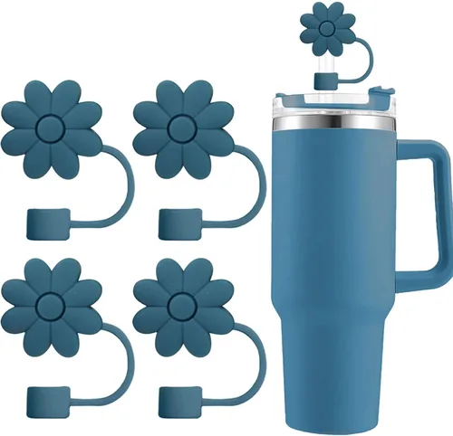 Miniatura 17 de Cubiertas de pajitas con flores SEMATA para tazas Stanley de 30 y 40 oz con asa, accesorios de 4 piezas, tapas de pajita de silicona reutilizables