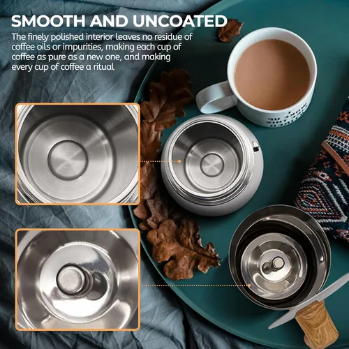 Miniatura 3 de Cafetera Moka de 2 Tazas sin Recubrimiento de Acero Inoxidable Grueso 304, Cafetera Espresso para Estufa, Cafetera Italiana Clásica para Preparar