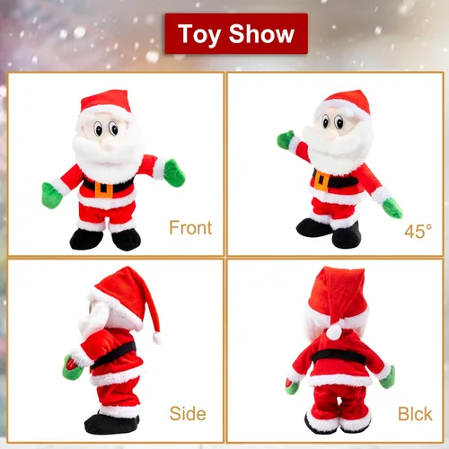 Miniatura 4 de Papá Noel que camina cantando bailando música twerking temblando Papá Noel animado de Navidad eléctrico juguetes de Papá Noel muñecas regalo
