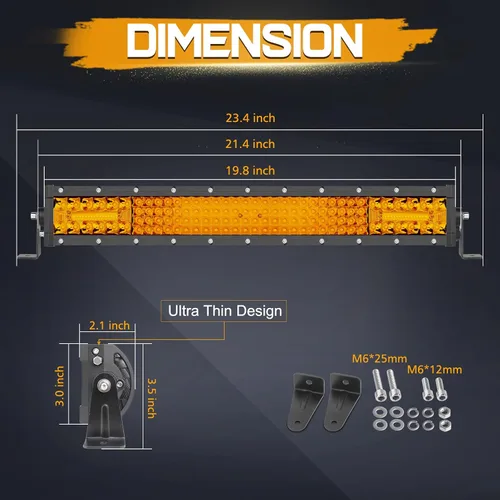 Miniatura 2 de Barra de Luz LED Ámbar de 20 Pulgadas, Niking Auto 150W Barra Combinada Spot Flood de Cuatro Filas Súper Brillante Luz LED de Trabajo de Conducción