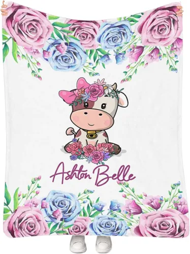Miniatura 46 de Artsadd Manta de bebé personalizada para niños y niñas con nombre, manta personalizada con nombre de bebé con patrón de unicornio, manta