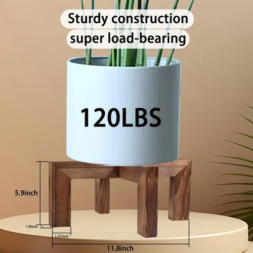 Miniatura 6 de Soporte para plantas de interior, soporte de madera para macetas, adecuado para macetas de 5 a 12 pulgadas, hogar y jardín (color madera, 1 unidad)