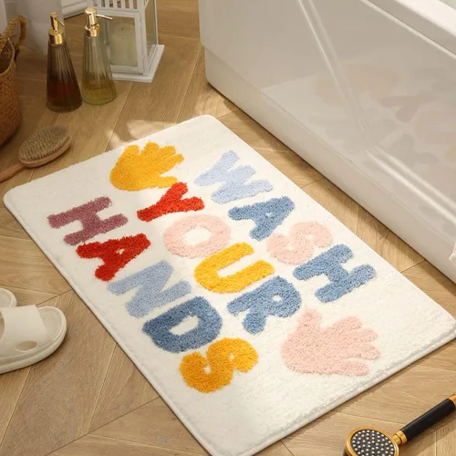 Miniatura 7 de Bonita alfombra de baño rosa, antideslizante, suave, esponjosa y absorbente, de microfibra, colorida, alfombra de baño, divertida alfombra de baño