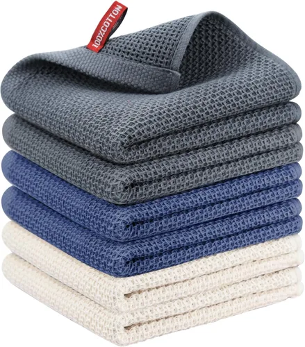Miniatura 39 de Nialnant - Toalla de cocina 100% algodón, tejido gofre, suave, absorbente y de secado rápido, toallas para secar platos, trapos de limpieza - Multi