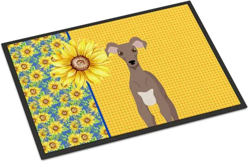 Miniatura 248 de Caroline's Treasures WDK5313MAT Airedale Terrier - Tapete para puerta delantera de 18 x 27 pulgadas, diseño de girasoles de verano, para entrada