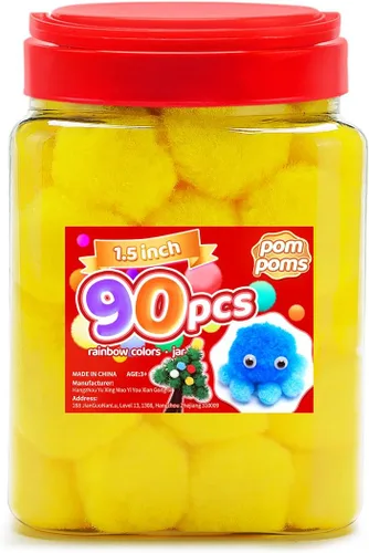 Miniatura 52 de Iooleem Pompones rosados – Tamaño surtido, 1200 piezas con ojos móviles, opciones de purpurina, perfectos para artes y manualidades