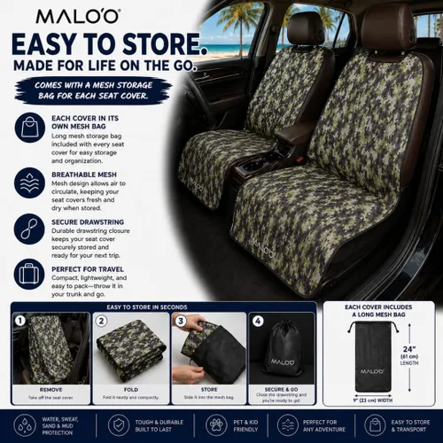 Miniatura 6 de Malo'o Funda impermeable para asiento de automóvil, protector universal de asiento de neopreno para automóviles, camiones y SUV, protege contra
