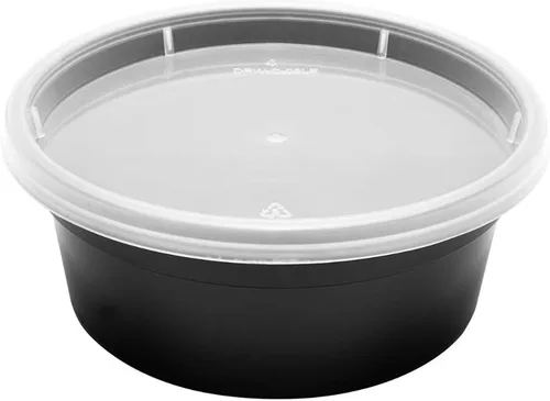 Miniatura 7 de Karat [8oz - 240 ct PP negro moldeado por inyección redondo recipientes de delicatessen con tapas (FP-IMDC8-PPB)