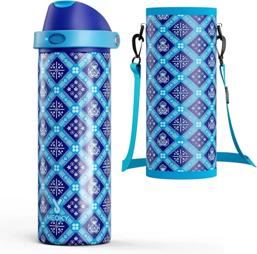Miniatura 44 de Botella de agua aislada de 40 onzas con popote, botella de agua de metal de acero inoxidable con tapa 2 en 1, a prueba de fugas, fría durante 24