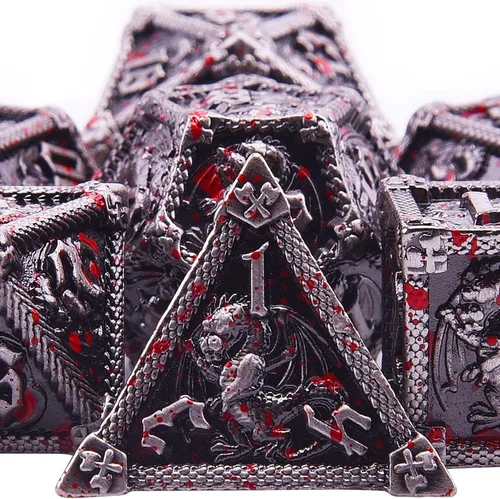 Miniatura 12 de AUSTOR Juego de dados de metal DND de 7 troqueles, juego de dados poliédricos de Calabozos y Dragones con caja D20 D12 D10 D% D8 D6 D4