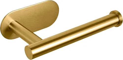 Soporte autoadhesivo de acero inoxidable para papel higiénico, montaje adhesivo, sin perforaciones, adecuado para baño, cocina, caravana (oro Oro