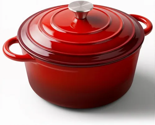 Miniatura 13 de Miereirl Olla Holandesa Esmaltada de 6.5 Cuartos con Tapa, Olla Holandesa de Hierro Fundido con Asas Dobles para Hornear Pan, Cocinar, Utensilios
