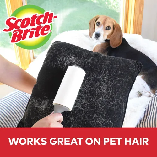 Miniatura 6 de Scotch-Brite Rodillo de pelusa, funciona muy bien en pelo de mascotas, 60 hojas (paquete de 1)
