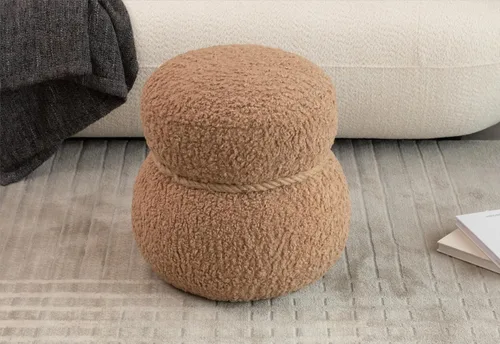 Miniatura 9 de Taburete de muñeco de nieve de 14.56 pulgadas, reposapiés otomano de tela moderna, taburete redondo de peluche con tres patas debajo del escritorio