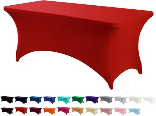 Miniatura 51 de Peomeise - Funda de mesa de elastano de 4 pies, mantel rectangular elástico de elastano (verde manzana, 4 pies)