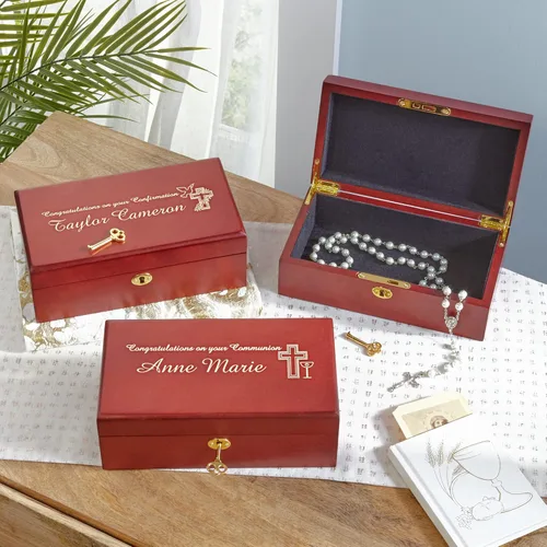 Miniatura 2 de Let's Make Memories Caja de recuerdo de confirmación de reliquia personalizada con cierre – Almacenamiento de recuerdos – Celebra la fe – Graba