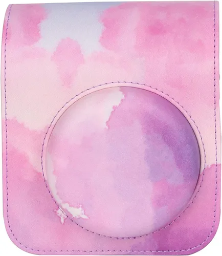 Funda para cámara instantánea Fujifilm Instax Mini 12, funda de poliuretano con correa extraíble para cámara Fujifilm Instax Mini 12 (rosa/morado)
