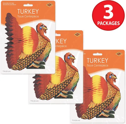 Miniatura 7 de Beistle Centro de mesa de pavo de tejido de 12 pulgadas; 3/Pack99066