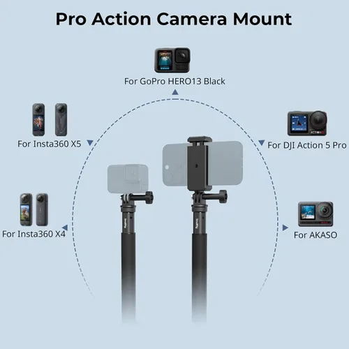 Miniatura 7 de SmallRig Trípode invisible para selfie stick para cámara de acción, poste extensible de 37.4 pulgadas con abrazadera de teléfono para GoPro 13/12