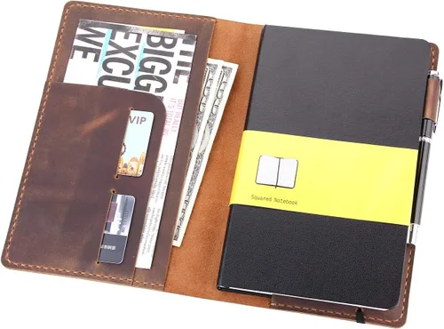 Robrasim Funda de Cuero para Diario Compatible con Cuaderno de Tapa Dura Grande Moleskine, Funda de Cuero Vintage Hecha a Mano para Cuadernos de