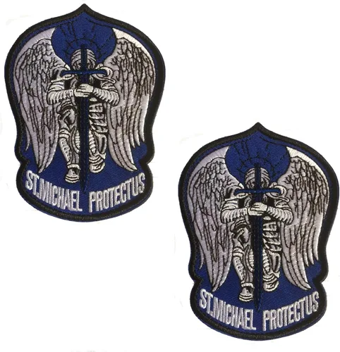 St. Saint Michael Protect Us - Parche bordado de moral, parches tácticos militares para operador del ejército con cierres de gancho y bucle, 3.54 x