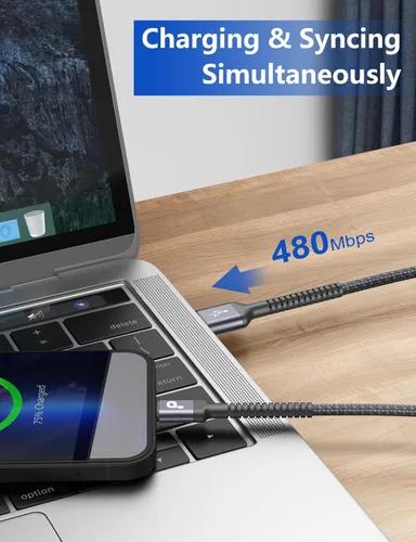 Miniatura 4 de Cable de carga corto para iPhone de 1 pie, paquete de 2 cables Lightning USB con certificación MFi de Apple, cable de carga para iPhone, cable