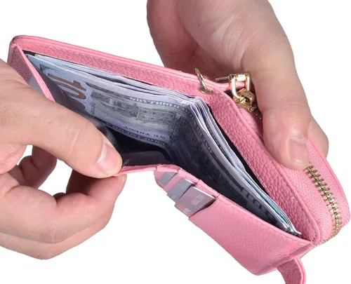 Miniatura 5 de Beurlike billetera de cuero, con tarjetero con bloqueo RFID, organizador, billetera segura para mujer