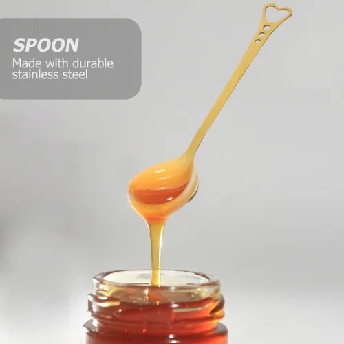 Miniatura 2 de DOITOOL Juego de 2 cucharas de postre en forma de corazón, de acero inoxidable de 5.62 pulgadas, chapadas en oro, cucharas pequeñas para helado