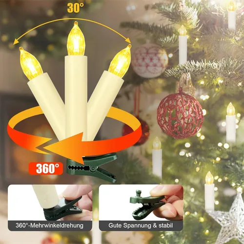 Miniatura 3 de Velas LED sin llama, funciona con pilas, para árbol de Navidad, con control remoto, batería de botón, temporizador, regulador de luz, luz cálida