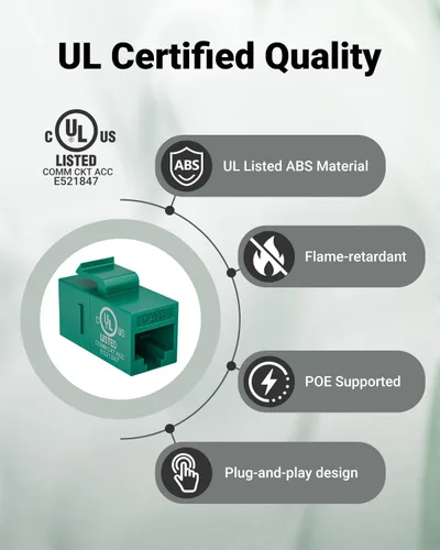 Miniatura 2 de VCE Acoplador Keystone CAT6 con certificación UL, paquete de 25 unidades, acoplador Ethernet hembra a hembra, acoplador RJ45 para CAT6/CAT5e/CAT5