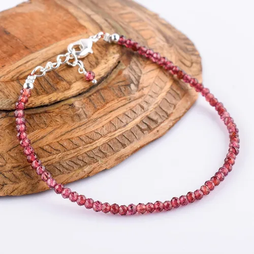 Miniatura 6 de Yanara Stone Bracelets For Women Beads Dainty Gemstones Jewelry for Women Birthstone, Chakra Energy Healing Crystals, Silver Plated Chain 8 inch