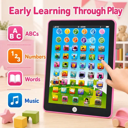 Miniatura 2 de Tableta para niños, almohadilla de aprendizaje, con 6 juegos para aprender música, palabras, letras de aprendizaje, alfabeto, tableta educativa