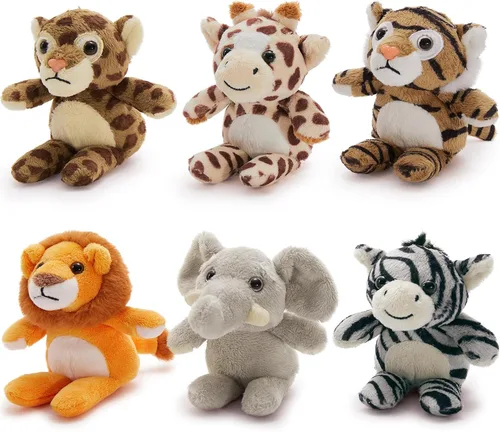 Miniatura 9 de Tezituor Paquete de 6 Pequeños Animales de Peluche a Granel Juguetes de Peluche, Mini Llaveros de Animales de Peluche Lindos de 6" para Niños, Mini