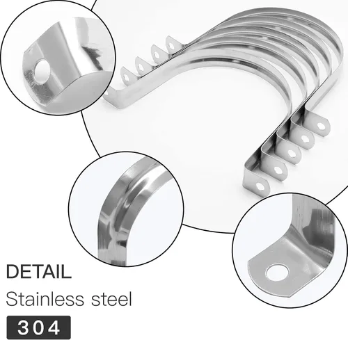 Miniatura 3 de Bonsicoky 5 correas de tubo rígido M100, 4 pulgadas de acero inoxidable con 2 agujeros para cable U abrazadera de tubo para fijación de tuberías
