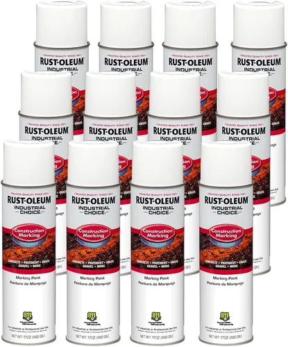Miniatura 10 de Rust-Oleum 264697-12PK Industrial Choice M1400 System Pintura en aerosol de marcado de construcción a base de agua, 17 onzas, naranja fluorescente