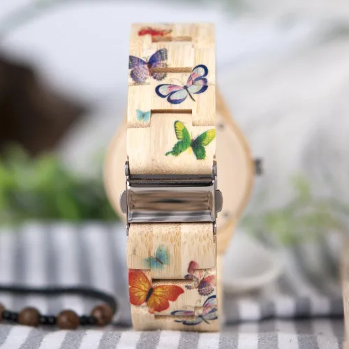 Miniatura 7 de BOBO BIRD Reloj de bambú para mujer, diseño de mariposa, hecho a mano, hecho a mano