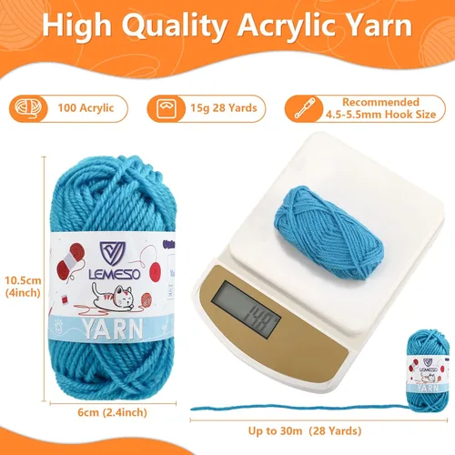 Miniatura 3 de Yinsun 12 madejas de hilo acrílico, 12 colores de hilo mini para crochet en masa para niños, punto y ganchillo para adultos (12 x 15 g)