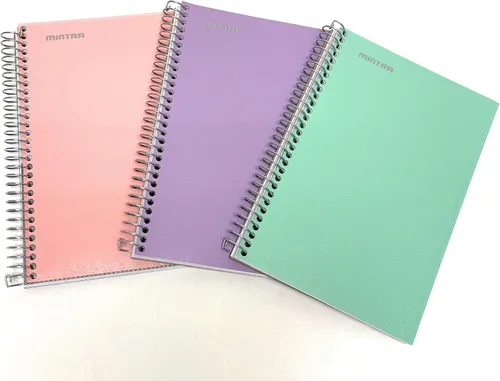 Miniatura 4 de Mintra Office Durable Spiral Notebook - 2 Subject (Junior Size 3pk (6.5in x 9.5in), Arctic Ice, Sun Yellow, Spring Pink)