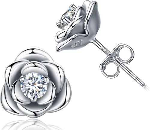 Pendientes de tuerca de plata de ley chapados en oro, hipoalergénicos y sin níquel, regalo de joyería para mujeres y niñas (oro rosaoro amarillooro