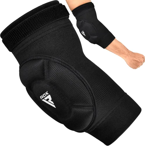 Miniatura 11 de RDX Almohadillas para codo, protector de codo para Muay Thai MMA Kickboxing Sparring, protección de golpes para artes marciales, manga acolchada