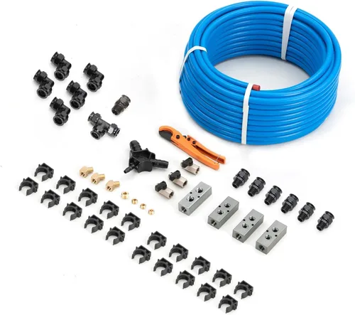 Miniatura 8 de Sistema de aire rápido de 3/4 x 100 pies, 3 vías de salida de HDPE, sistema de tuberías comprimidas de aire comprimido de aluminio con bloques